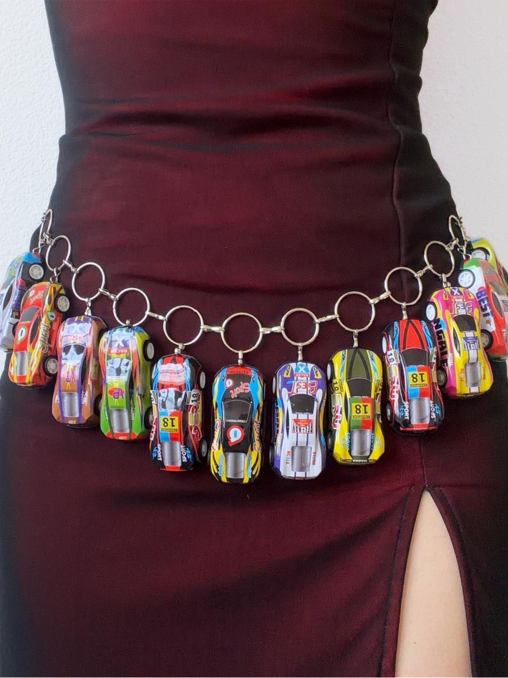 Racing Car Hot wheel Street style cyber punk Harajuku alt belt waist chain